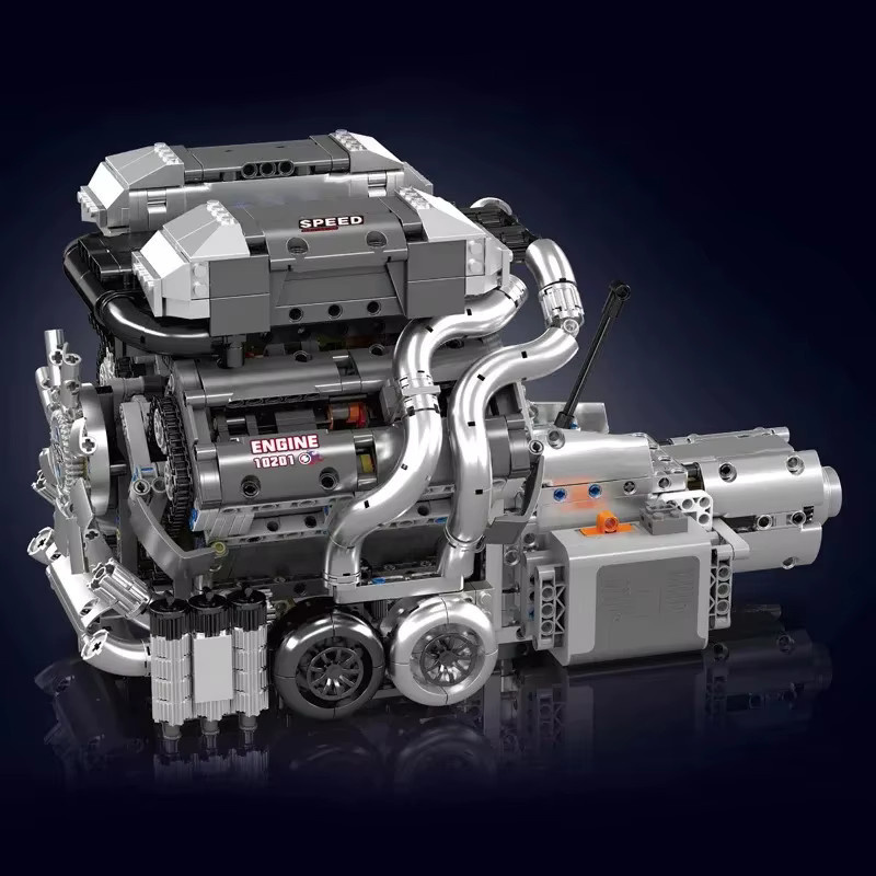 Mould King Der Supercar W16 Motor + Getriebe-Baustein-Baugruppe, technisches Automotor - Bild 3