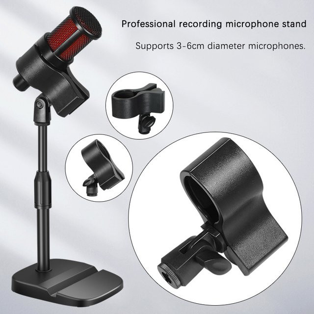 Universeller Mikrofon-Handclip mit 3/8 Adapter für Mikrofone von 3 bis 6 cm Durchmesser in Schwarz - Bild 1