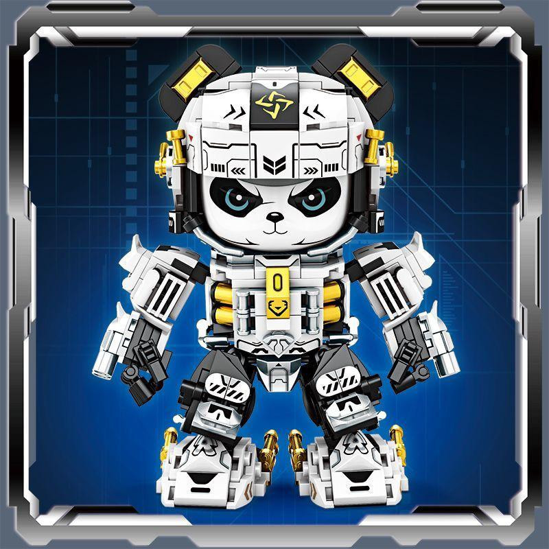 Fashnics Panda Mecha Astronauten Spielzeugmodell aus Harz in Weiß und Schwarz - Bild 4