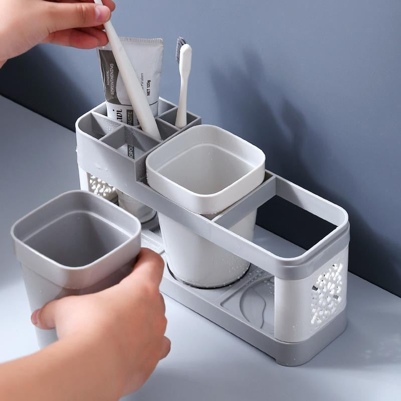 Kreatives Zahnbürstenhalter Set mit zwei Mundwasserbechern für Familie und Paare für dein Badezimmer - Bild 2