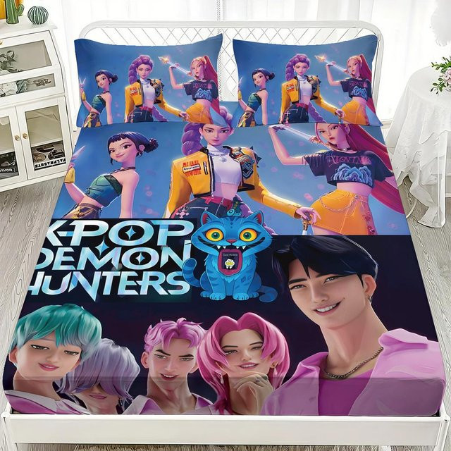 Saja Spannbettlaken Set DemonHunters für Jungen, Mehrfarbig, B/T/H: 120 x 200 x 30 cm - Bild 1