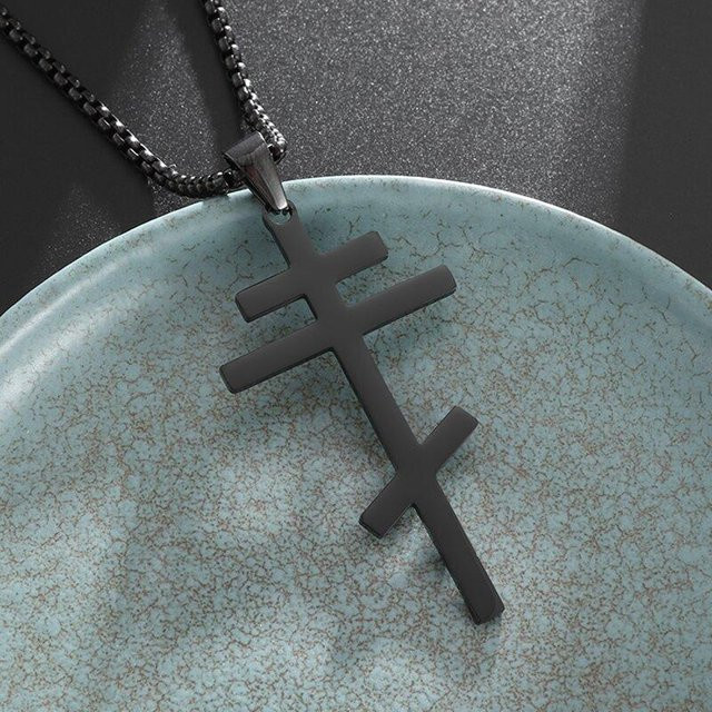 Anhänger Orthodoxes Kreuz Edelstahl, Schwarz, Unisex - Bild 1