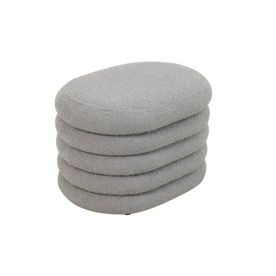 Svita Blossom S Hocker mit Stauraum als Sitzhocker und Ottomane aus Bouclé in Hellgrau, B/T/H: 60 x 45 x 42 cm - Bild 2