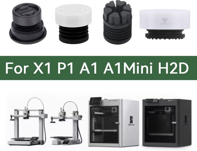 Anti-Vibrations-Füße für Bambu Lab P1S und X1 Carbon, rutschfeste und staubgeschützte Gummi-Pads in Schwarz, passend für H2D A1 und A1 Mini 3D-Drucker - Bild 1