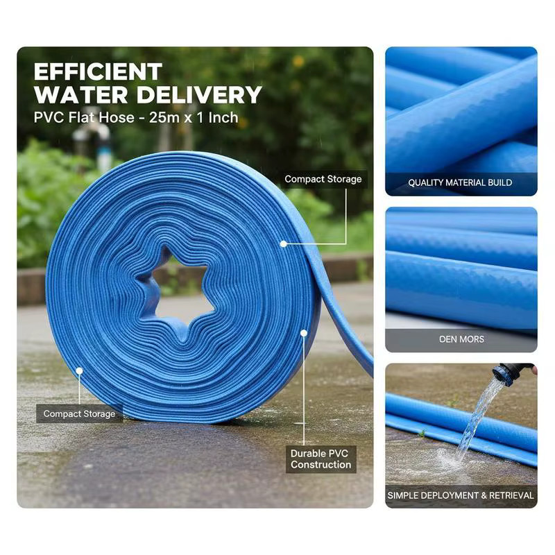 Gartenwasserschlauch als Flachschlauch aus PVC für Feuerwehr und Pumpen, 1 Zoll, 25 m, Grün/Blau - Bild 5