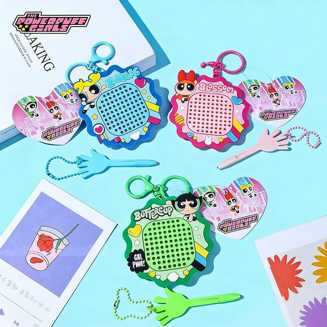 OTRAINBOW The Powerpuff Girls Schlüsselanhänger, Magnetische Stahlkugel-Zeichenplatte, Taschenanhänger - Bild 1
