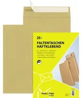 MAILmedia Faltentasche DIN B4 aus Kraftpapier ohne Fenster, selbstklebend, Beige/Braun - Bild 1