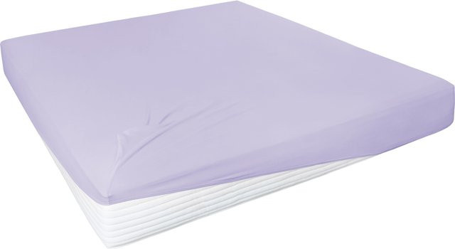 H.G. Hahn Spannbetttuch Feinjersey aus Baumwolle mit Elastan in Lila, B/T: 150 x 200 cm - Bild 1