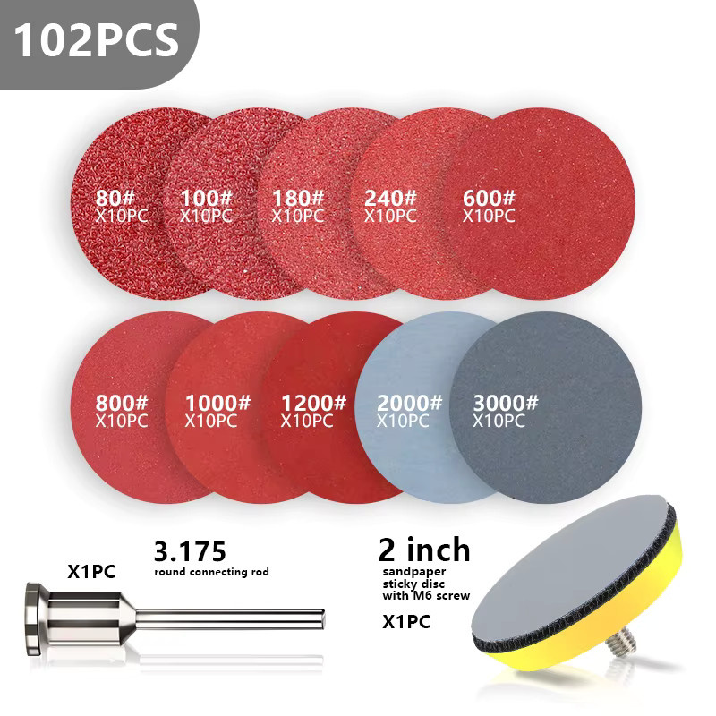 CMCP 102 Stück Schleifscheiben Pads Set mit 80-3000 Körnung für Bohrschleifer und Drehwerkzeuge, 2 Zoll - Bild 5