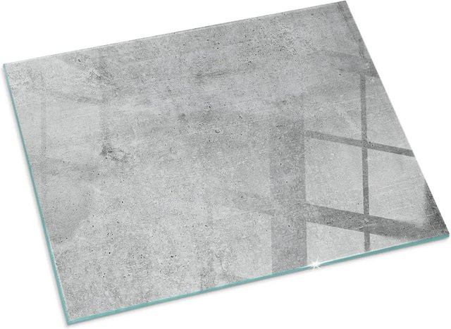 Tulup Glasplatte für Kamin in Grau mit Rohbetonstruktur, B/B/H: 80 x 60 cm - Bild 1
