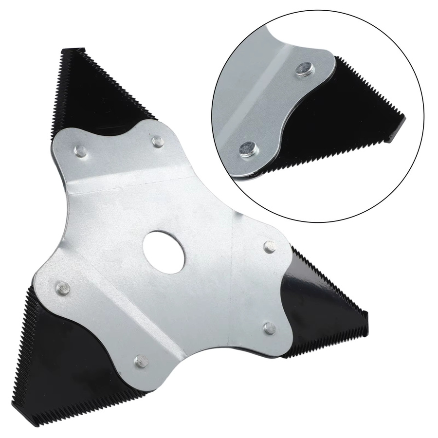 DAZZLEEX 3-Zahn Rasenmäher-Trimmerklinge aus Manganstahl in Silber, Durchmesser: 23 cm - Bild 5