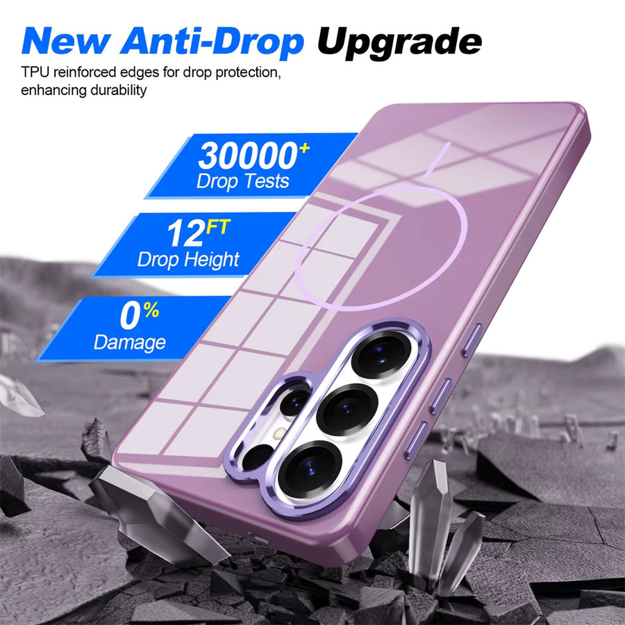 Xeber Magnetische MagSafe Schutzhülle aus Hart-PC für Samsung Galaxy S26 Ultra, S25 Plus und S24 Ultra, Stoßfest mit kabellosem Laden, Weiß und Lila - Bild 2