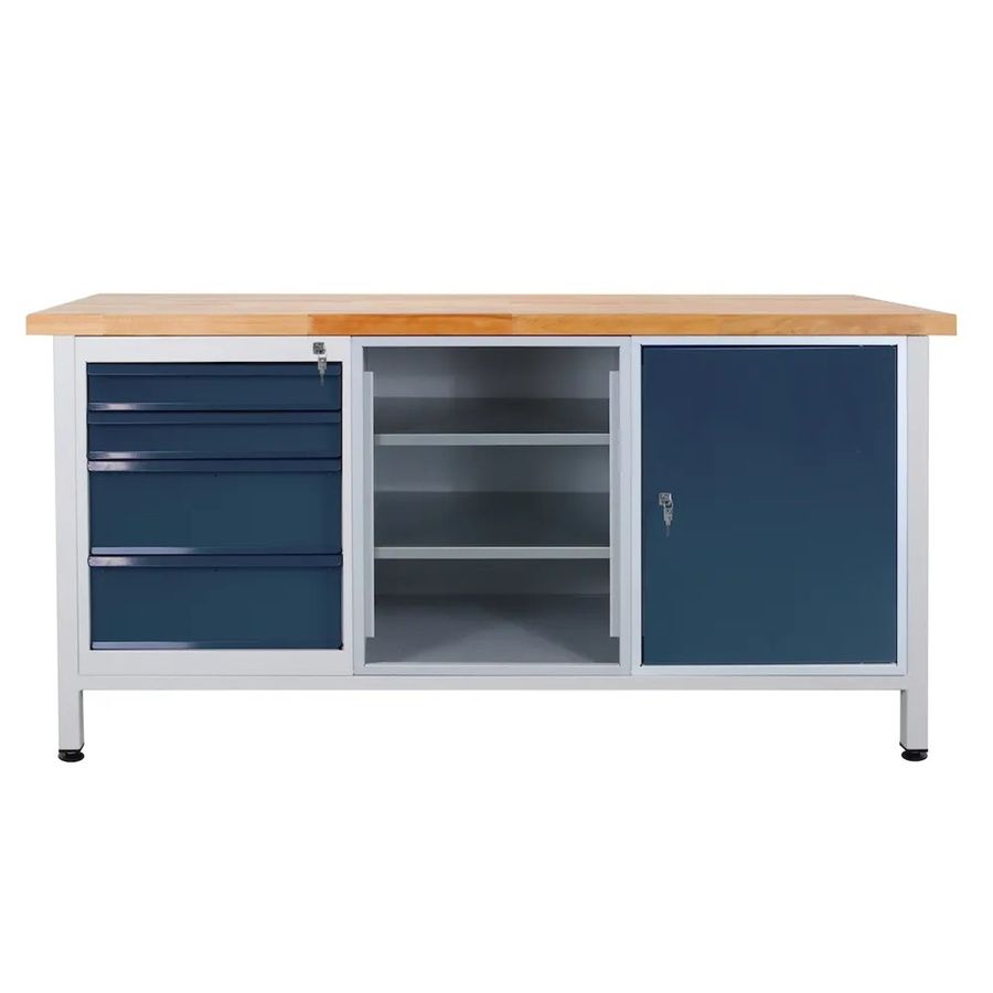 PROREGAL Werkbank Giant Rhino mit 4 Schubladen, Regalfach und 1 Tür, H x B x T: 84 x 170 x 60 cm, Traglast 500 kg, Lichtgrau und Anthrazitgrau - Bild 2