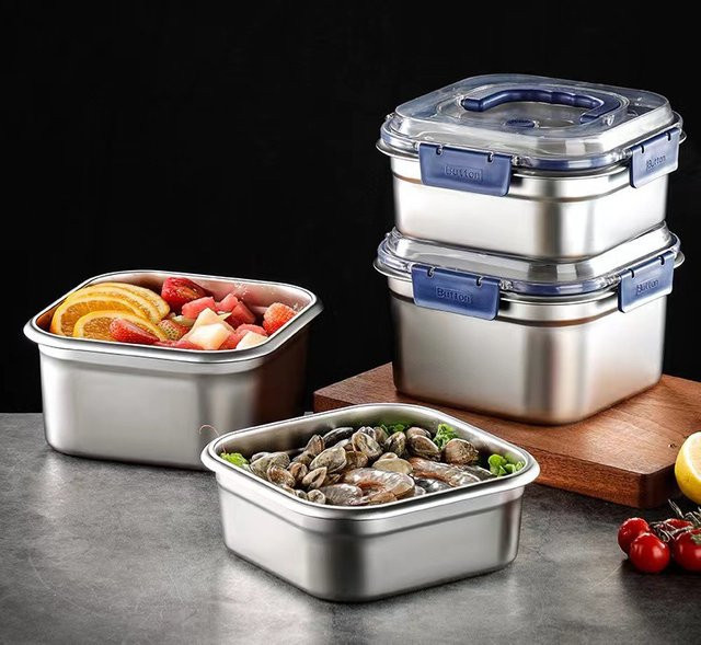 YUAYO Edelstahl Lunchbox Silber, luftdichte und auslaufsichere Bento-Box für Camping und Kühlschrank - Bild 1