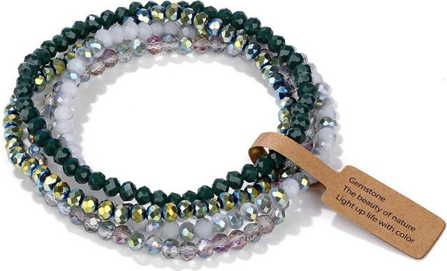 YULIN Stretch-Armband, 4-teiliges Set, Kristallperlen, Bunt, Unisex - Bild 1