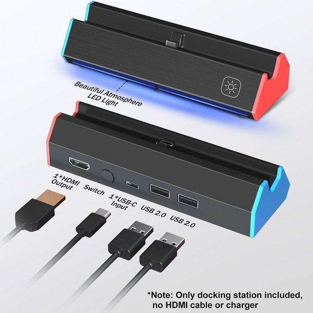 Tragbare USB-C-Dockingstation für Nintendo Switch und Switch OLED, 4K@120Hz HDMI-Adapter in Schwarz - Bild 1