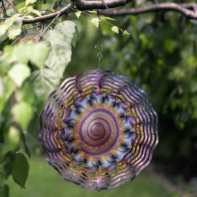 CIFBUY 3D Metall-Windspiel in Multicolour, abstrakte geometrische Windskulptur als hängende Gartendekoration - Bild 1