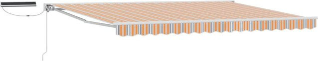 vidaXL Elektrische Ausziehbare Markise mit Semi-Cassette in Blau Orange Weiß, B: 5 m, T: 3,5 m - Bild 1
