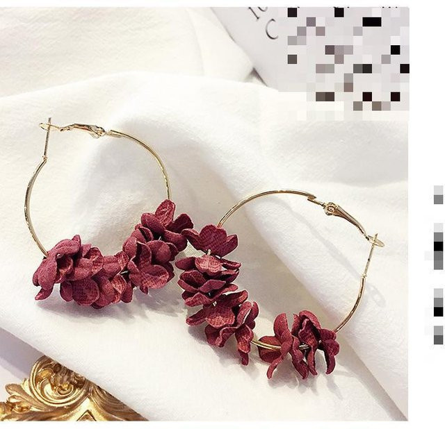 Ohrringe rote Stoffblumen, Damen - Bild 1