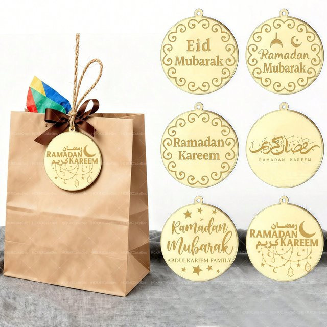 Goldene Acryl Geschenkverpackungskarten für Eid Mubarak und Ramadan Kareem Party Zubehör - Bild 1