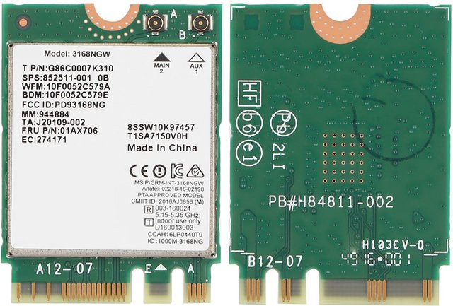Internet 3168NGW Drahtlose AC Dualband WLAN-Netzwerkkarte mit Bluetooth 4.2 und NVMe/M.2 Anschluss in Grün - Bild 1