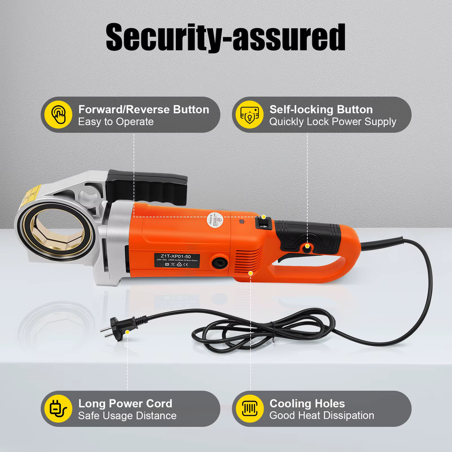 Elektrischer Rohreinfädler 2300 W Rohreinfädelmaschine mit 6 Matrizen für verzinkte Feuer- und Gasrohre, Orange - Bild 4