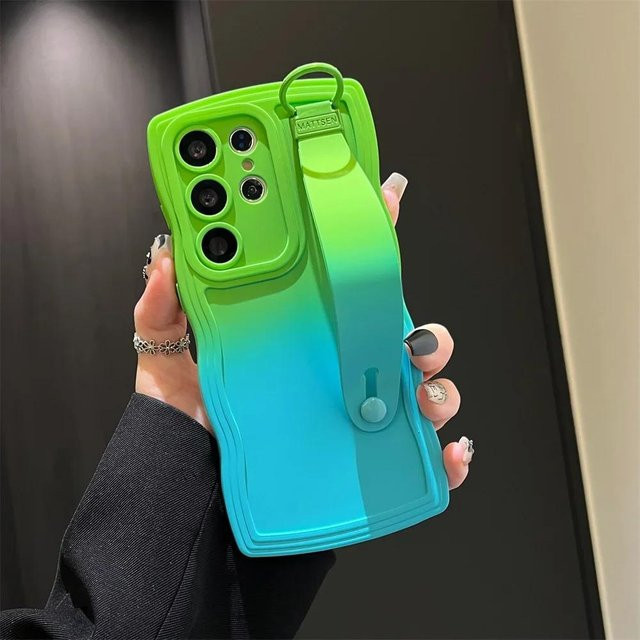 Doppel-Farbwellen-Armband-Hülle mit Ring-Halter für Samsung Galaxy S26 Ultra, S25, S24 Ultra, S23 FE, S22 Plus, S21, A36, A26 in Orange, Purple, Pink, Blue und Green - Bild 1
