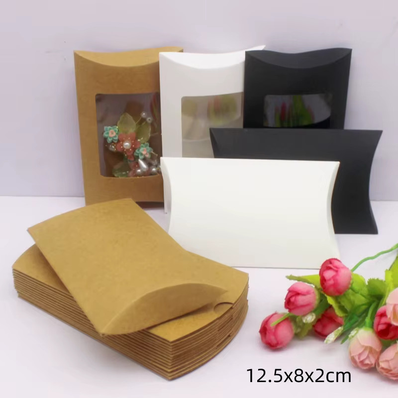 Geschenkverpackung Kissenbeutel aus Kraftpapier in Weiß, B/H/T: 12,5 x 8 x 2 cm - Bild 2