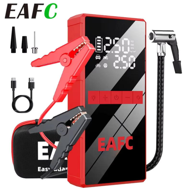 EAFC 4000A Peak Auto-Starthilfe mit 150PSI Luftkompressor, 4-in-1 Notfall-Batteriebooster und Reifenfüller für 12V-Fahrzeuge in Rot - Bild 6