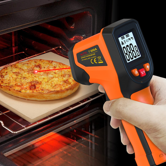 Njty T600 T600A Infrarot-Thermometer Laser-Temperaturpistole Digitales Pyrometer mit LCD-Anzeige in Orange - Bild 1