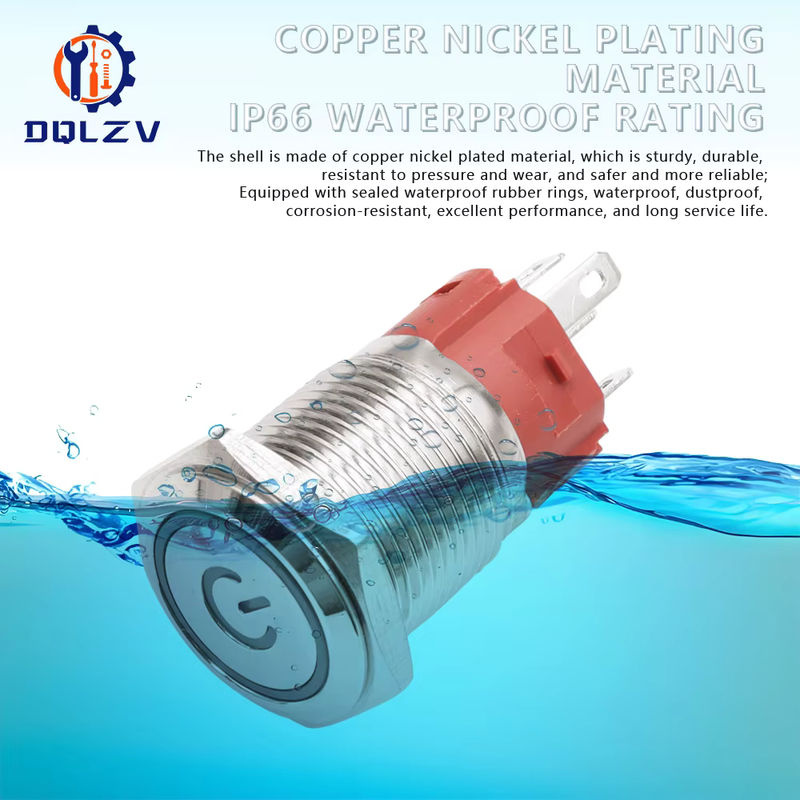 DQLZV Metall Push Button On Off Schalter mit LED, wasserdicht IP65, silber/weiß - Bild 3