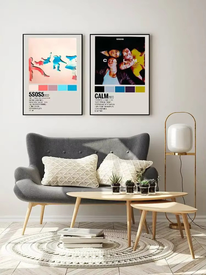MINISO Sommer HD Musik Album 5SOS Poster Aufkleber, Mehrfarbig, B/H: 15 x 15 cm - Bild 7