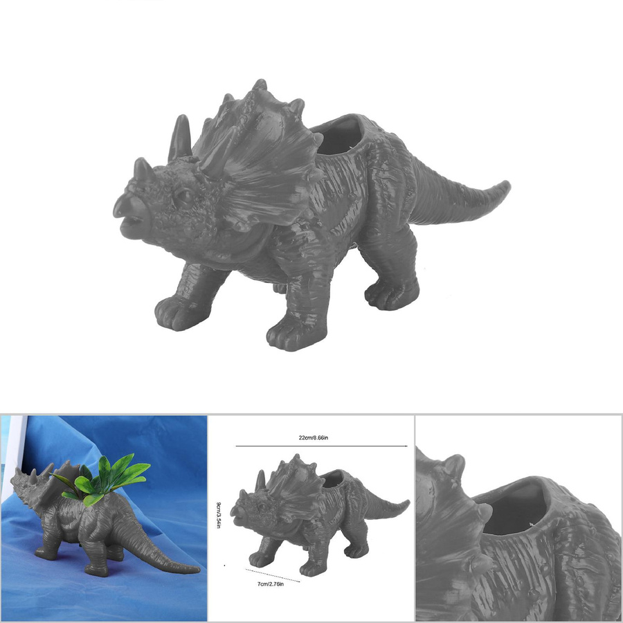 mfySpace Triceratops Blumentopf in Grau für Kakteen und Sukkulenten, Höhe: 22 cm, Breite: 22 cm, Tiefe: 22 cm - Bild 4