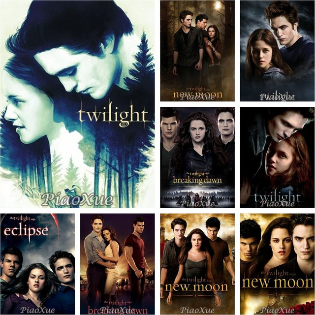 YUTTEE 5D DIY Diamantmalerei Twilight Filmplakat Mosaik-Set mit runden Steinen zur Heimdekoration - Bild 1