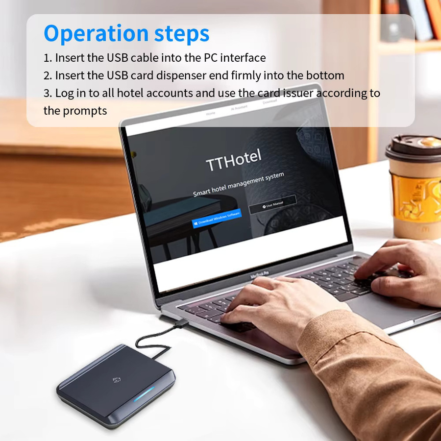 Asia-Teco USB RFID Reader M1 Card Encoder NFC IC Card Smart Lock System Key Writer für TTLOCK App und Hotel Management, Schwarz - Bild 3