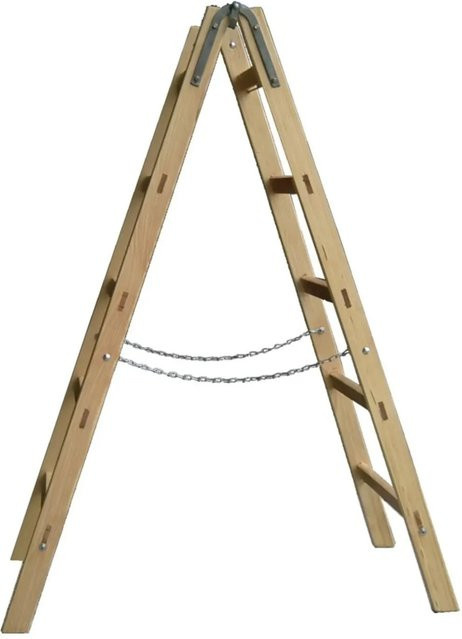 PROREGAL Sprossenstehleiter aus Holz in Braun mit 2 x 10 Sprossen und Eimerhaken, Höhe: 2,9 m - Bild 1