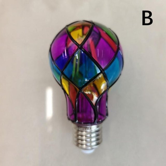 Buntglas LED Glühbirne 4W ST64 mit E26 Sockel, Bemaltes Mosaik-Glas in Grau und Multicolour für eine romantische Atmosphäre - Bild 1