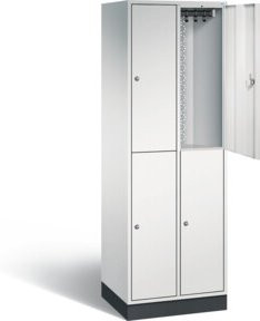 C+P Spind Intro doppelstöckig mit Türen und Schloss, Farbe Lichtgrau, H: 195,0 cm, B: 62,0 cm, T: 49,0 cm - Bild 1