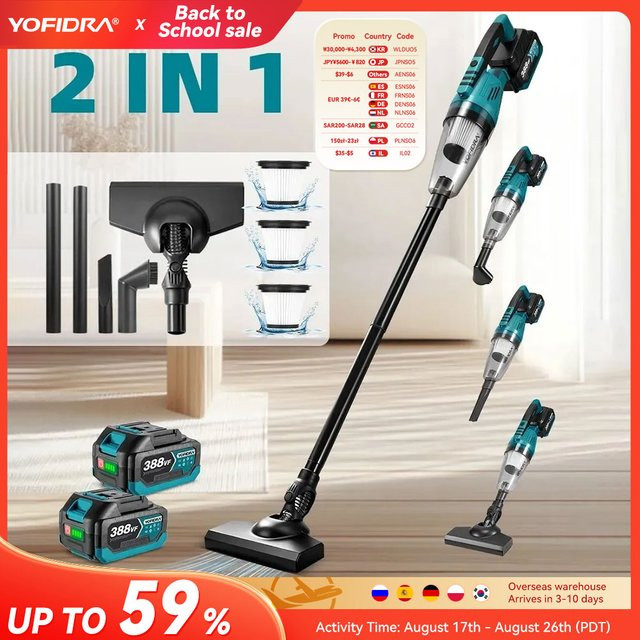 YOFIDRA 2 in 1 Elektrischer Akku-Staubsauger für Makita 18 V Akku-Pin, tragbar und wiederaufladbar - Bild 1
