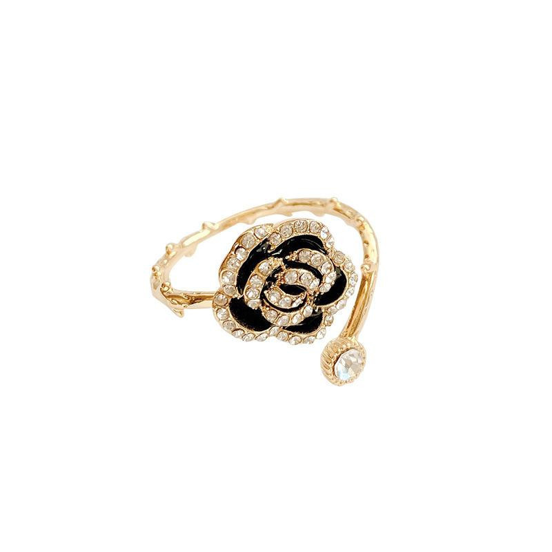 Ring Rose Form, Zinklegierung, Schwarz, Zirkonia, Damen - Bild 2