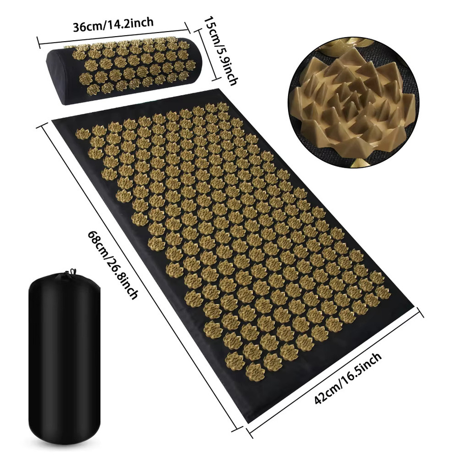 Kuznetsov's Akupressur-Matte und Kissen-Set, Unisex, Gold, Schwarz - Bild 6