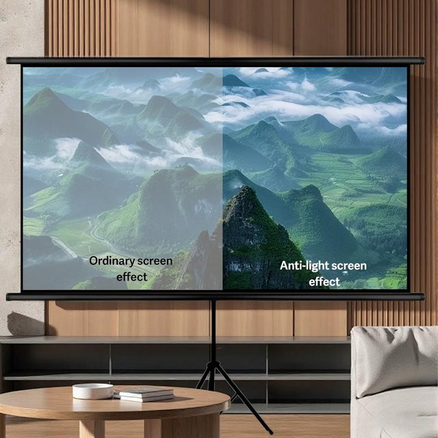 XIAOHUI 4K Projektionsbildschirm mit Ständer, faltbar, weiß, 16:9 Format, 84 bis 120 Zoll für Heimkino drinnen und draußen - Bild 1