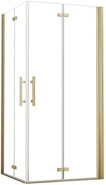 Duschparadies Duschkabine Eckeinstieg mit Goldrahmen, B/T: 95 x 95 cm, Höhe: 195 cm, 6 mm Nano Glas transparent - Bild 1