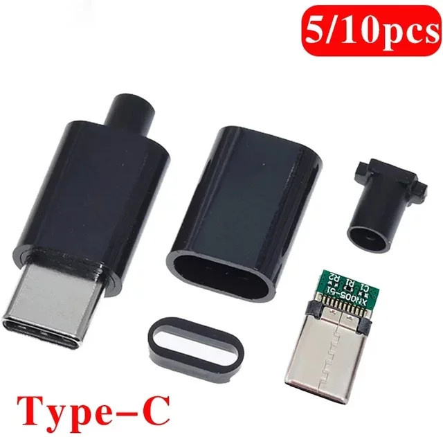 ELECAPITAL 10er Set USB 3.1 Typ C 24Pin Stecker Port Reparatur Ersatz Solder Adapter mit PCB Board in Schwarz und Weiß - Bild 1