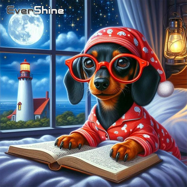 Evershine Stickerei Set Hund Kreuzstich Kit mit unbedrucktem Stoff für Handarbeit in Mehrfarbig, B/B/H: 30 x 30 x 30 cm - Bild 1