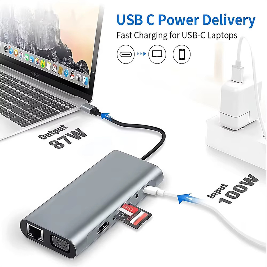 KEBIDUMEI 11-Port USB-C Dockingstation mit HDMI 4K UHD und USB 3.0 für PC, Laptop und Macbook - Bild 5