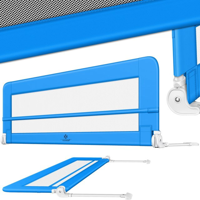 KESSER Bettgitter Bettschutzgitter für Kinder und Babys in Blau mit Mesh-Textil - Bild 1