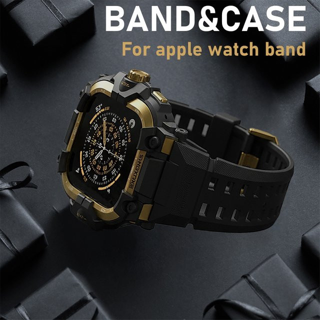 Silikonarmband für Apple Watch, Metallgehäuse, Schwarz, Unisex - Bild 1