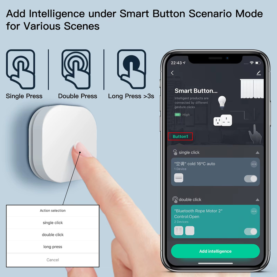 Tuya ZigBee Smart Key Schalter Drahtlose Fernbedienung in Weiß zur Multi-Szene-Verknüpfung und Automatisierung - Bild 4
