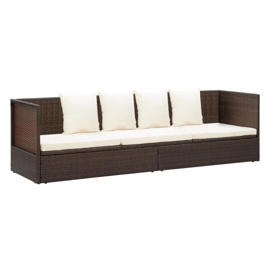 vidaXL Garten-Sofabett aus Poly Rattan in Braun mit Kissen und Schlaffunktion - Bild 2